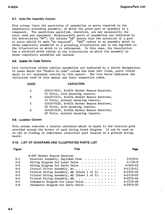 Cessna 400 Marker Beacon R-402A Maintenance and Parts Manual 7010374