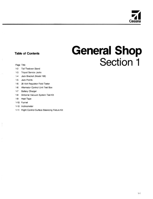 Cessna Piston Aircraft Special Tool Catalog