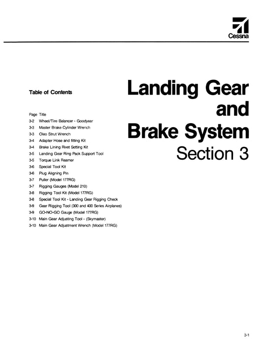 Cessna Piston Aircraft Special Tool Catalog