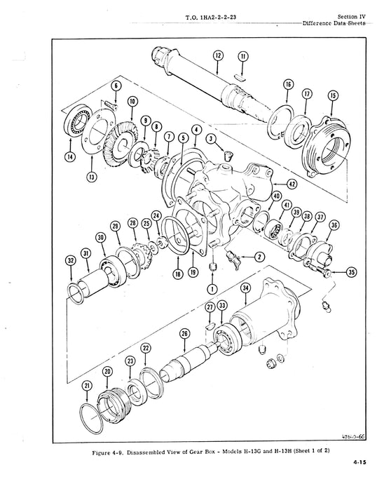 Bell Tail Rotor Drive Shaft And Gear Box Used on H-13 Overhaul Manual T.O. 1HA2-2-2-23