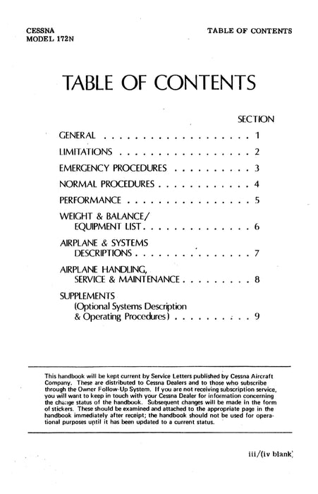 Cessna Model 172N Skyhawk 1977 Pilot's Operating Handbook