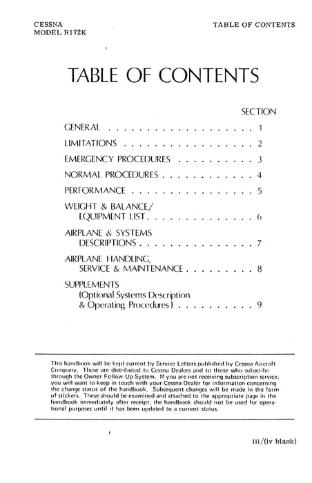 Cessna R172K Hawk XP 1977 Pilot's Operating Handbook D1083-13