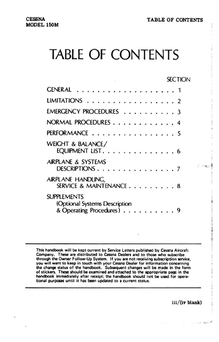 Cessna 150M 1976 Pilot's Operating Handbook D1055-13