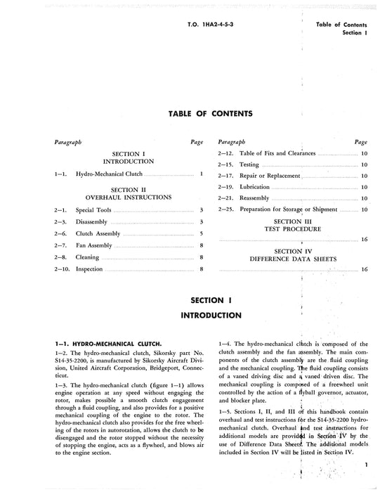 Sikorsky Helicopters Hydro-Mechanical Clutch Assembly Overhaul Manual (1HA2-4-5-3)