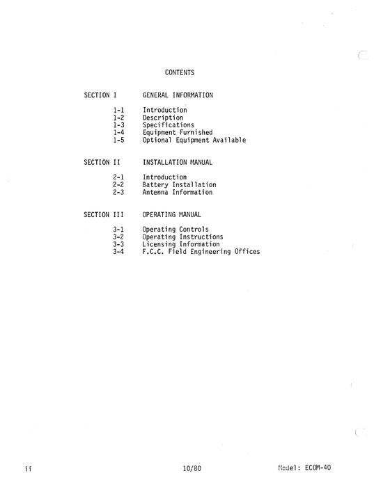 Genave ECOM-40 VHF-FM Owner's Manual 1980