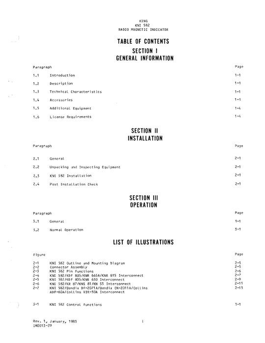 King KNI-582 Radio Magnetic Indicator Maintenance, Overhaul, Installation Manual