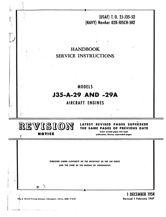 Allison J35-A-29 & -29A Service Instructions 2J-J35-52