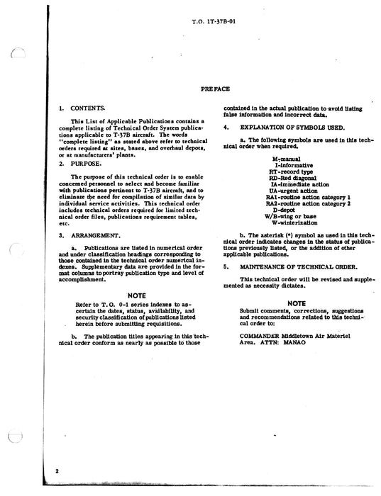 Cessna T-37B List of Applicable Publications 1T-37B-01D