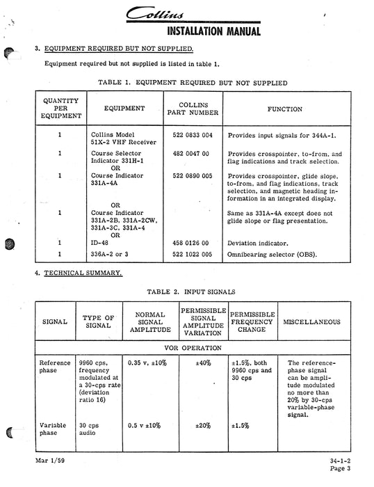 Collins 344A-1 Instrumentation Unit Installation Manual (520-5732-006)