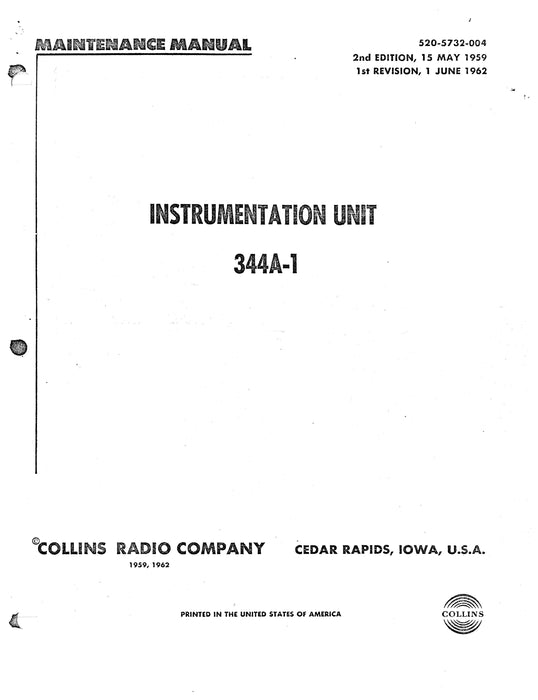 Collins 344A-1 Instrumentation Unit Maintenance Manual (520-5732-004)