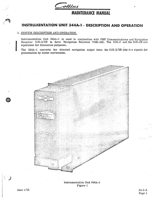 Collins 344A-1 Instrumentation Unit Maintenance Manual (520-5732-004)