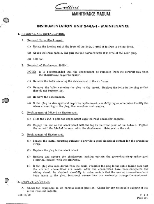 Collins 344A-1 Instrumentation Unit Maintenance Manual (520-5732-004)