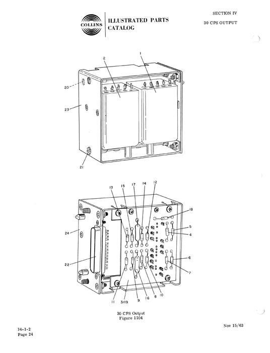 Collins 344A-1 VOR/LOC Instrumentation Unit & 390D-8 Shockmount Illustrated Parts Catalog (520-5732005-101115)