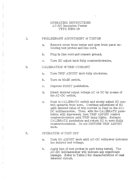 Bendix AC-DC Insulation Tester 60B4-1B Operating Instructions RG54-74