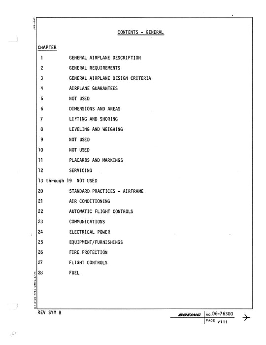 Boeing 737-300 Detail Specification Passenger Airplane D6-76300