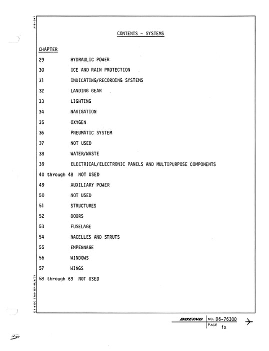 Boeing 737-300 Detail Specification Passenger Airplane D6-76300