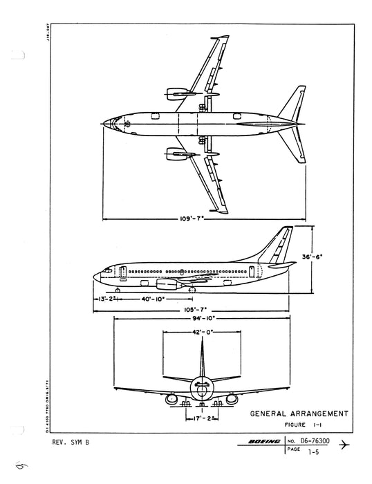 Boeing 737-300 Detail Specification Passenger Airplane D6-76300