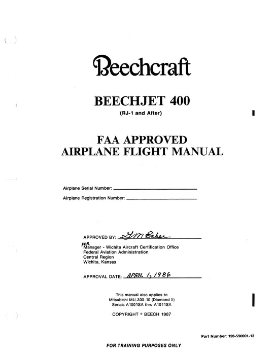 Beech Beechjet 400 POH & Flight Manual FlightSafety Training Manual