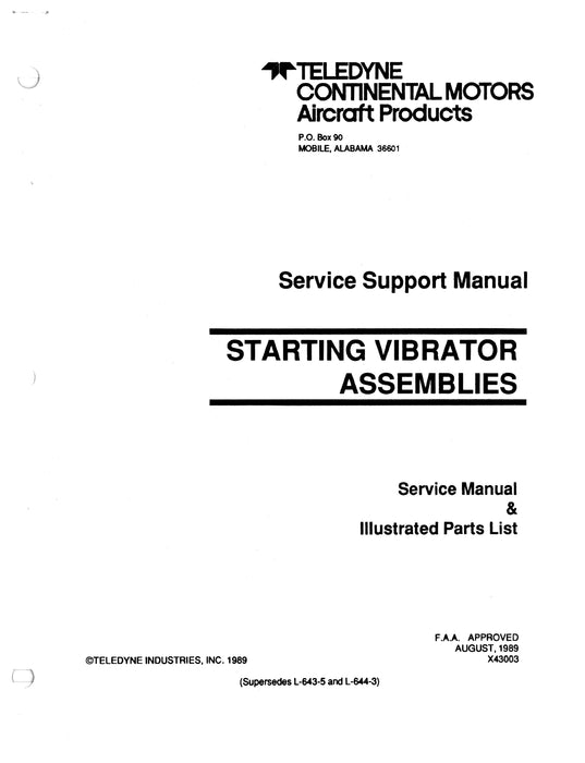 Continental Starting Vibrator Assemblies Service and Parts X43003