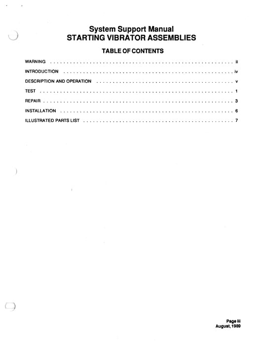 Continental Starting Vibrator Assemblies Service and Parts X43003