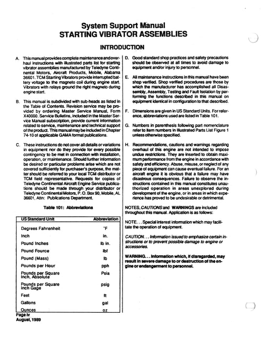 Continental Starting Vibrator Assemblies Service and Parts X43003