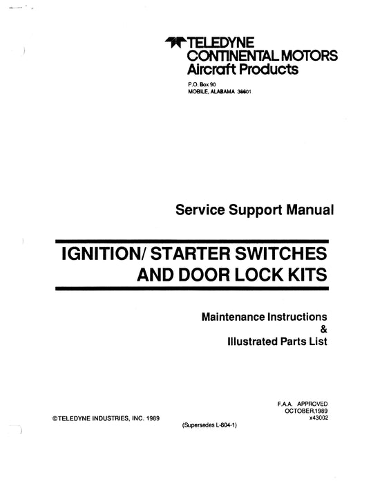 Continental Ignition/Starter Switches and Door Lock Kits Maintenance & Parts X43002