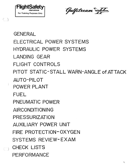 Grumman Gulfstream II 1159 FlightSafety Initial Study Guide