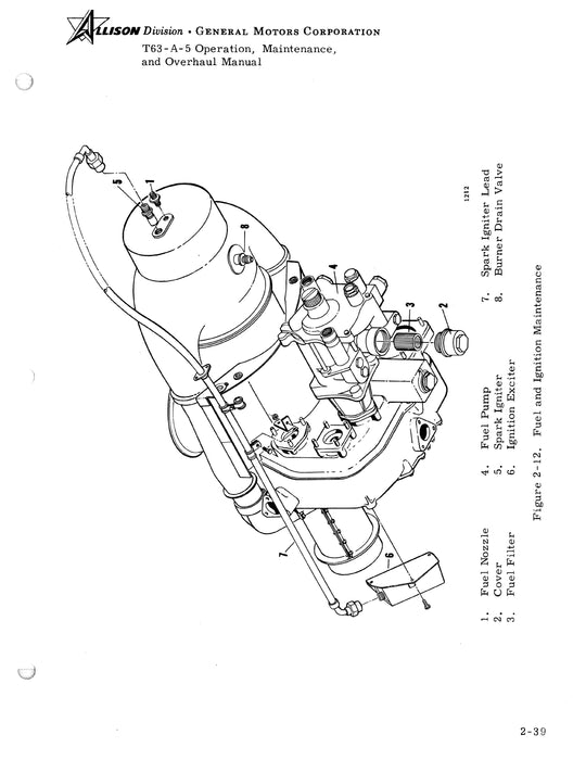 Allison T63-A-5 Gas Turbine Engine Operation, Maintenance, Overhaul Pub. No. 3W2