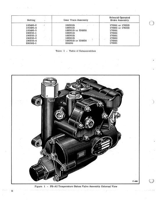 Bendix Temperature Datum Valve Model PB-A2 Illustrated Parts Form # 15-79D