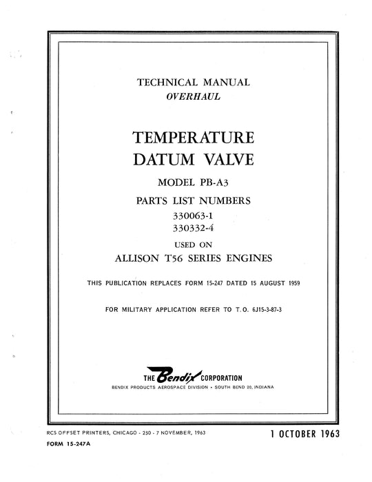 Bendix Temperature Datum Valve Model PB-A3 Overhaul Manual Form # 15-247A