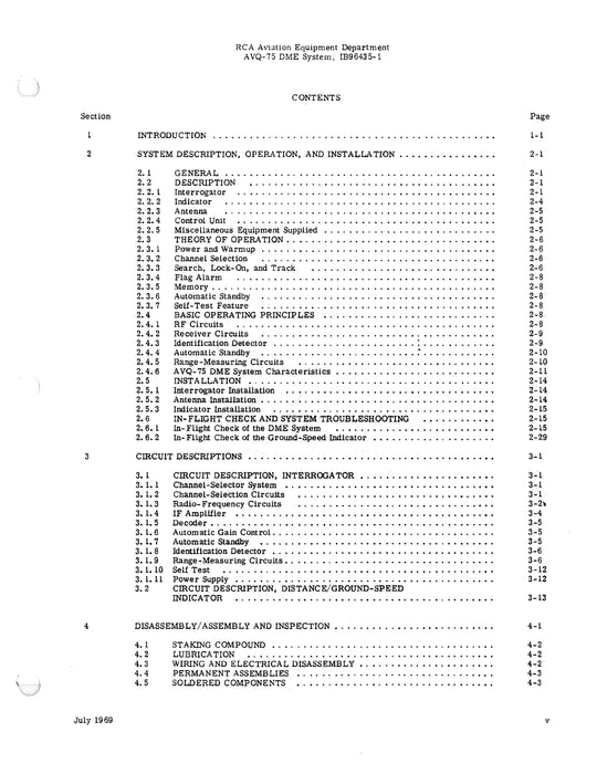 RCA AVQ-75 DME System Instruction Manual IB96435-1