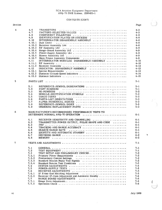 RCA AVQ-75 DME System Instruction Manual IB96435-1