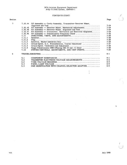 RCA AVQ-75 DME System Instruction Manual IB96435-1