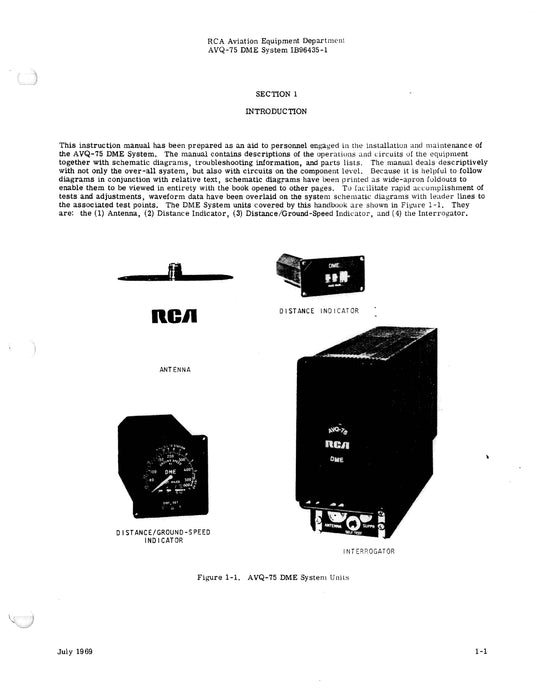 RCA AVQ-75 DME System Instruction Manual IB96435-1