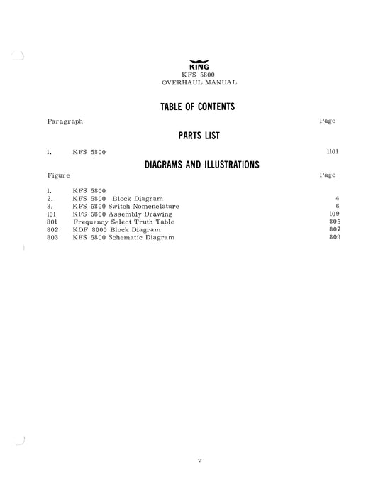 King KFS5800 ADF Frequency Selector Overhaul Manual 006-5048-00