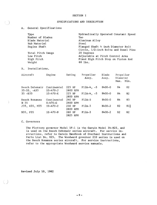 Flottorp F12A-3, -4, -5 Propeller Maintenance Manual