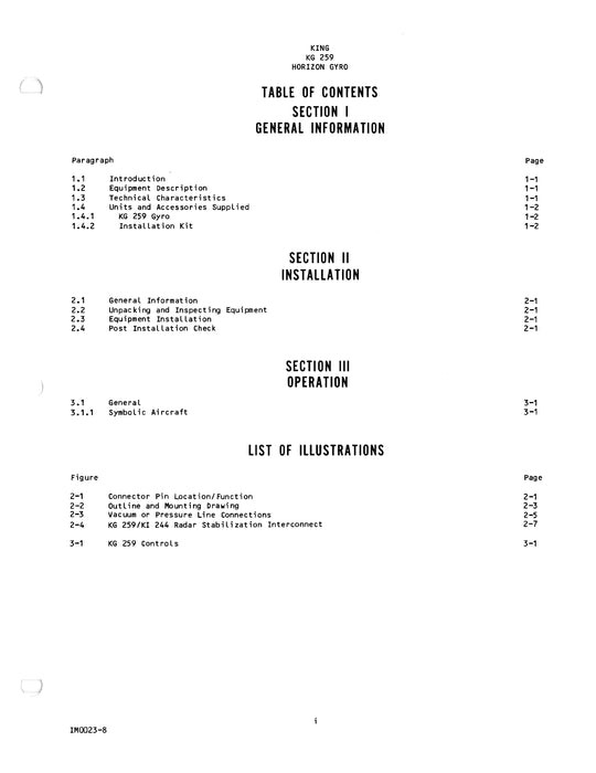 King KG 259 Horizon Gyro Maintenance, Overhaul, Installation 006-5565-00