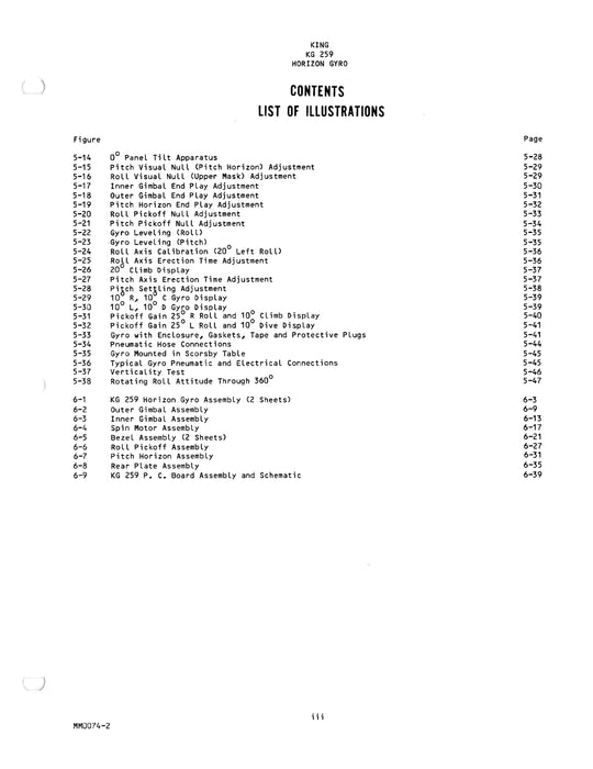King KG 259 Horizon Gyro Maintenance, Overhaul, Installation 006-5565-00