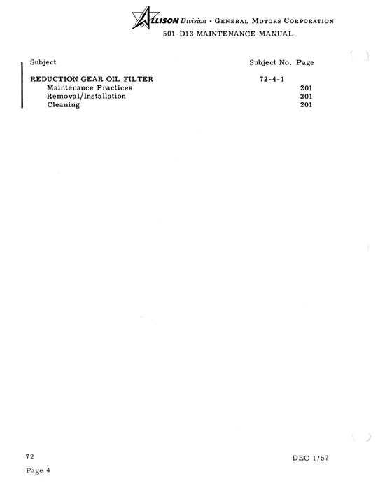 Allison 501-D13 Prop-Jet Engine Maintenance Manual  Pub. No. 12RC11