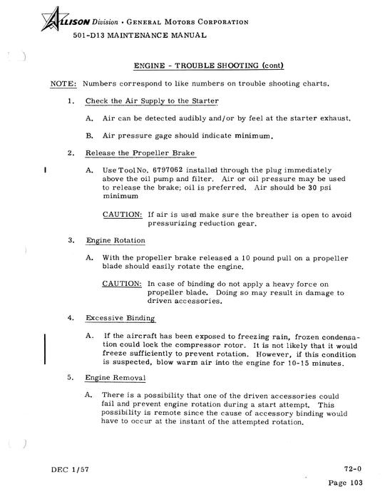 Allison 501-D13 Prop-Jet Engine Maintenance Manual  Pub. No. 12RC11