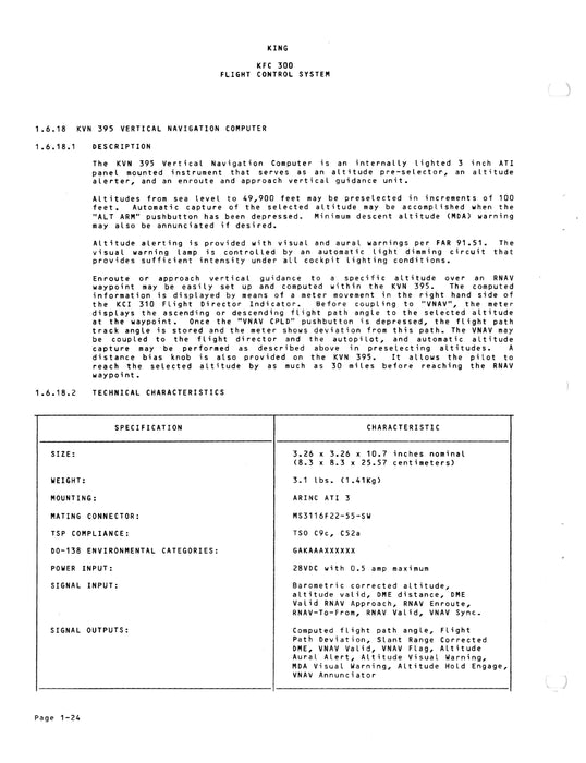 King KFC 300 Flight Control System For Piper Cheyenne PA-31T2 Installation Manual 006-0245-00