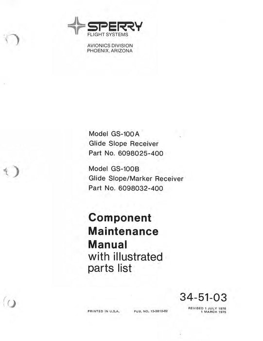 Sperry GS-100A/B Glide Slope Receiver Component Maintenance with Parts 13-3812-02