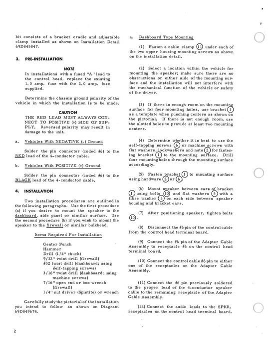 Motorola TU433 Series 24V Power Voice Speaker Instruction Manual 68P854525