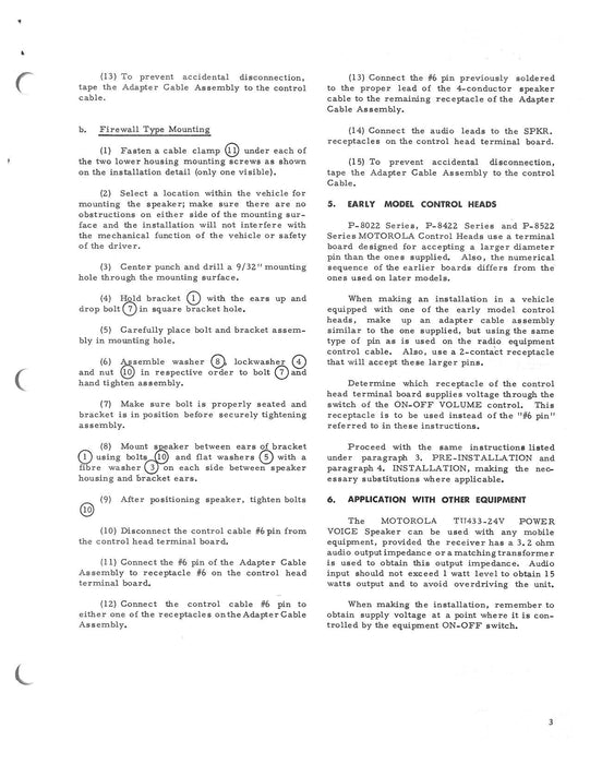 Motorola TU433 Series 24V Power Voice Speaker Instruction Manual 68P854525