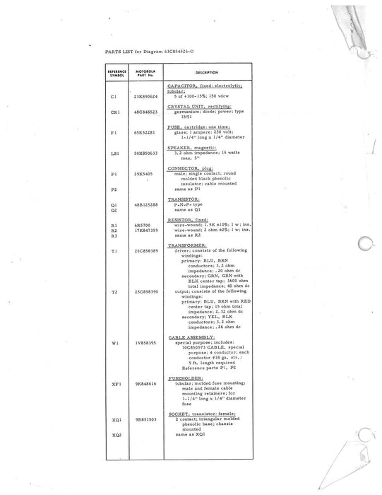 Motorola TU433 Series 24V Power Voice Speaker Instruction Manual 68P854525