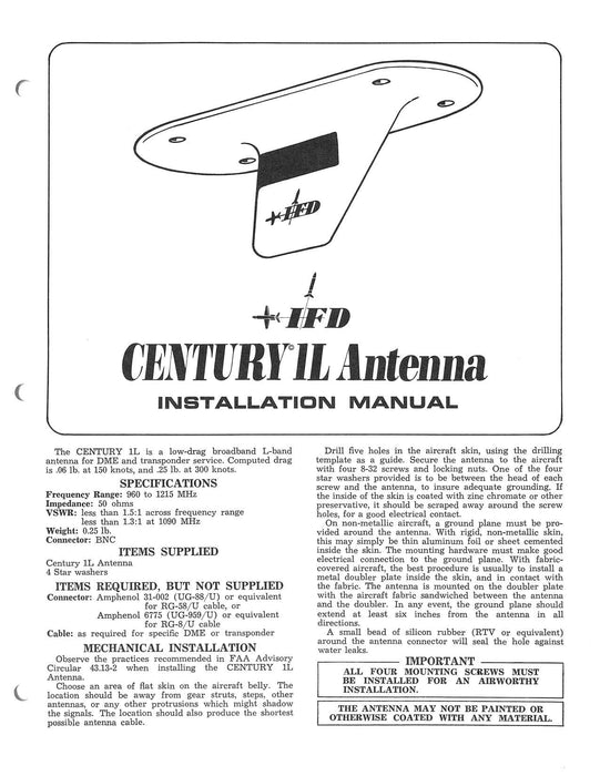 IFD Century Antenna 1L Installation Manual