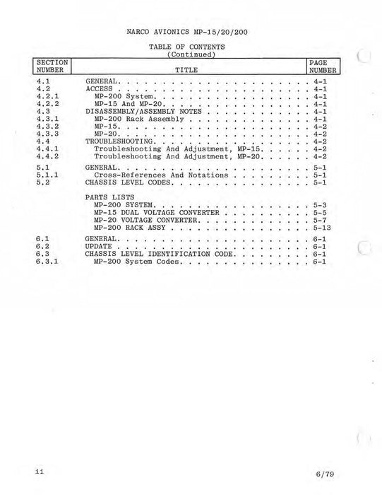 Narco MP-15, MP-20, MP-200 Voltage Converter Maintenance Manual 03223-0600