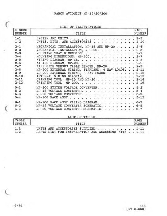 Narco MP-15, MP-20, MP-200 Voltage Converter Maintenance Manual 03223-0600