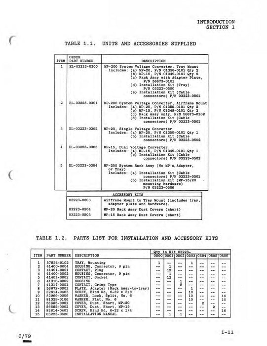 Narco MP-15, MP-20, MP-200 Voltage Converter Maintenance Manual 03223-0600