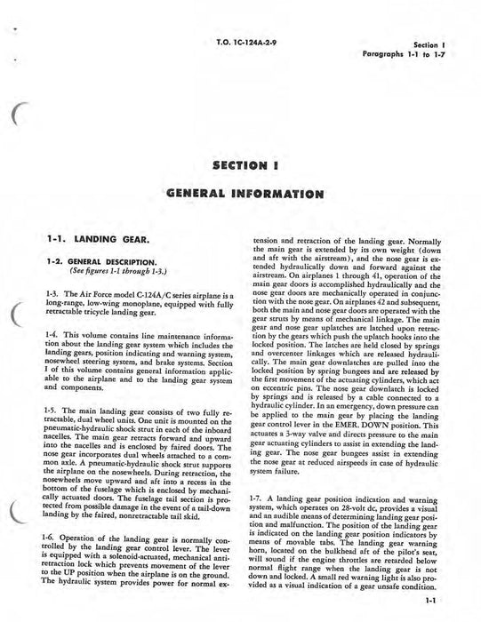 McDonnell Douglas C-124A And C-124C Maintenance Instructions Volume IX Landing Gear (1C-124A-2-9